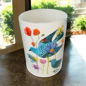 Capistrano Colorful Bird & Floral Ceramic Vase, MCM Style Home Decor